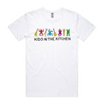 Kids in the Kitchen Haring style pop art T-shirt in white. Official merchandise available to buy from Merchi.
