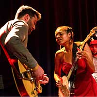 World music duo playing guitars